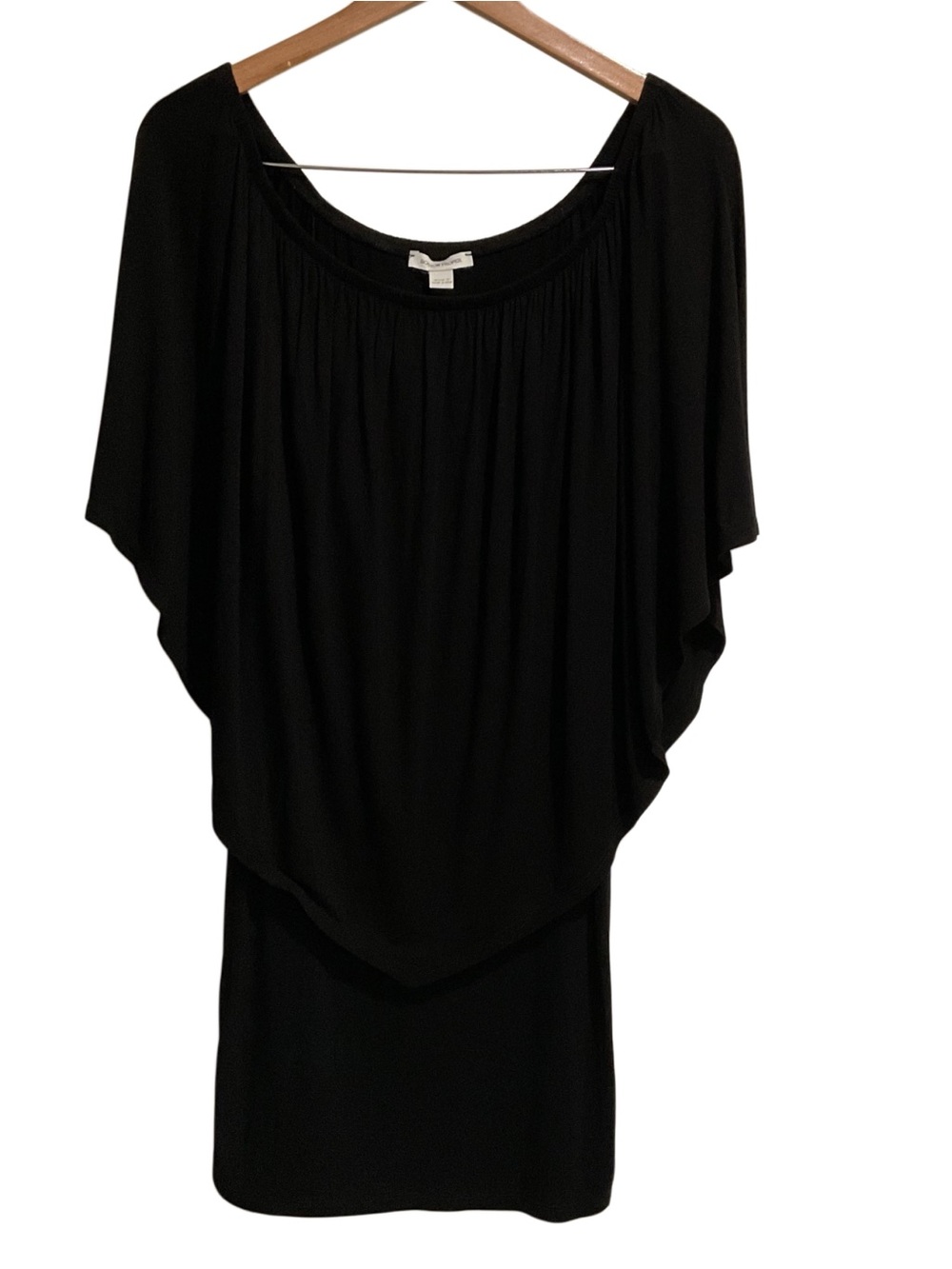 Boston‎ Proper Black Mini Dress with Draped Capesleeves Date Nights